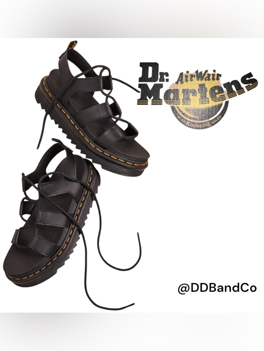 Dr. Martens Nartilla Black Ankle-tie gladiator-style sandal